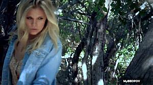 Scarlet and Eden having hot outdoor lesbian sex in 4K.