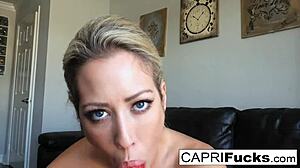 Capri, why are you playing with that big dildo? Is it making your big tits and pussy feel so good in solo fun?
