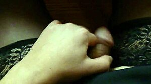 Shemale In Stockings Masturbates Her Cock Slowly