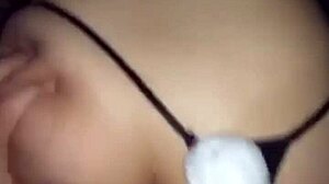 Bunny moves thong aside for whole cock