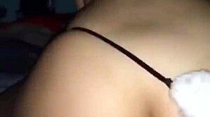 Bunny moves thong aside for whole cock