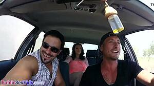 Busty Brit Blows Cock Before Outdoor Sex