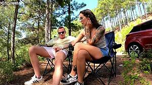 Teen brunette gets public anal in nature