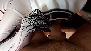 Mexican cosplay as spidergwen seduces comic fan cousin