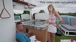 Hot teen 18+ skyler storm took the day off from college to enjoy the family hot tub