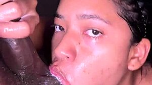 cute brunette deepthroats bbc in bathroom