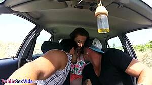 Busty Brit Blows Cock Before Outdoor Sex