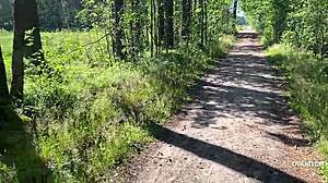 amateur teen couple fucks rough in pov outdoors, teasing in forest jeans, beautiful babe girlfriend moans loudly during public session