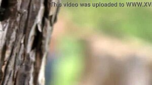 Watch Me From Behind Trees When I Make Naked In Park And Milking My Boobs