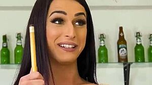 Two Delicious Shemales Kiss and Blowjob a Lucky Guy Before Assfucking with Monster Cocks