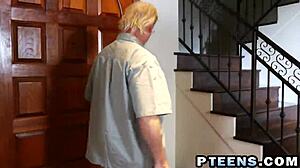 Threesome slams two horny teens with nasty grandpa