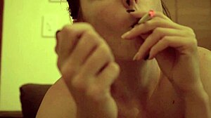 Swallowing huge jizz load in wet mouth after blowjob