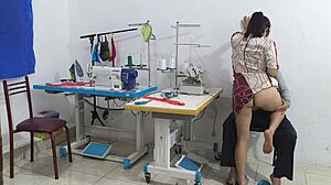 Why Is This Ebony Ass So Seductive in the Sewing Workshop?
