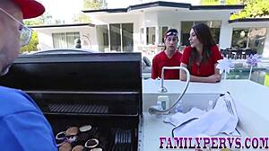 milf and teen having fun at stepfamily bbq