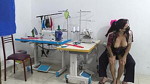 Why Is This Ebony Ass So Seductive in the Sewing Workshop?