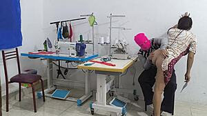 Why Is This Ebony Ass So Seductive in the Sewing Workshop?