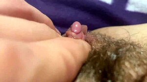 Watch huge clit rubbing lead to intense orgasm in closeup