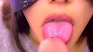 Amateur performs a close up blowjob in this intimate scene