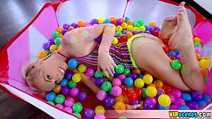 this cute blonde stepsister is extra tiny 18+ and petite 18+ getting bent over for doggystyle blowjob