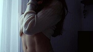 Madelaine Rousset gives blowjob and gets tits covered in huge cum load