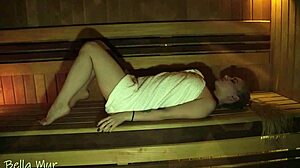 Curvy hottie fucking a stranger in a public sauna