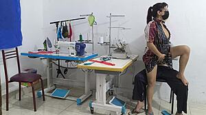 Why Is This Ebony Ass So Seductive in the Sewing Workshop?