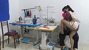 Why Is This Ebony Ass So Seductive in the Sewing Workshop?