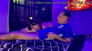 Two guys with duck hats on their heads.