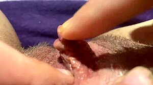 Watch huge clit rubbing lead to intense orgasm in closeup