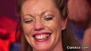 Nasty doll swallows jizz emotionally