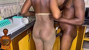 Black pregnant african teen 18+ enjoyed time in the kitchen