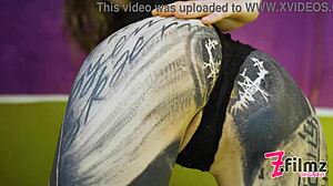 Alternative Hippie Tattooed Teen 18+ Stuffs Her Delicious Pussy With Toys For First Time