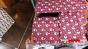 During christmas, stepmom surprises by turning into cowgirl rider