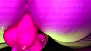 I squirt on my pink dildo.