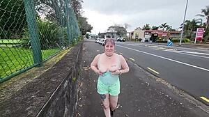 Trashy Kiwi Slut Shows Off In Public