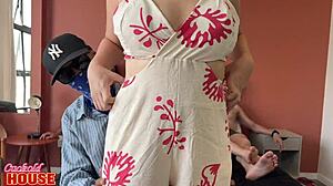 Redhead Wife Gives Ass In Front Of Cuckold Husband In Intense Threesome Close-Up