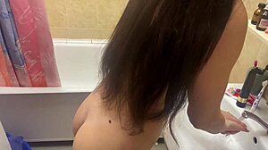 Spying on my stepsister with big tits in the bathroom?