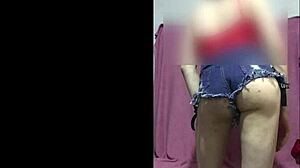 What a shemale latina in sister's jeans!