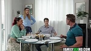 Suggestive encounter where he satisfies his jealous stepsister's desires with big cock