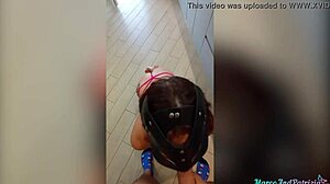 does this babe deepthroat your big cock before doggystyle in the kitchen?