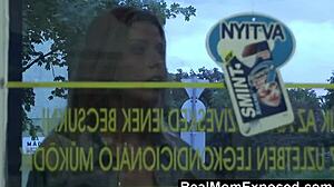 She pays the cashier with a blowjob