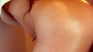 Japanese girl bends over for cum surprise!