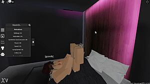 my gf gives me a footjob in roblox. we play together and she uses her feet to pleasure me in the game.