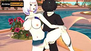 Cat girl intensely fucked by rich man on beach with big ass