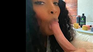 Amateur bimbo sucks black cock and makes him cum faster than a fleshlight.