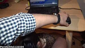 Secretary Sucks Cock Under Desk to Cum in Mouth