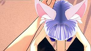 Cat girl intensely fucked by rich man on beach with big ass