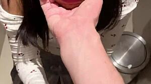 Bold Asian Teen 18+ Sucks In Public Restroom For Huge Cumshot