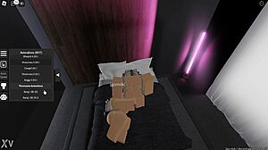 my gf gives me a footjob in roblox. we play together and she uses her feet to pleasure me in the game.