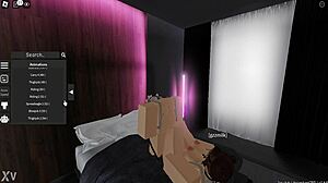 my gf gives me a footjob in roblox. we play together and she uses her feet to pleasure me in the game.